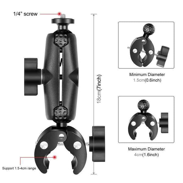 PULUZ Motorcycle Crab Clamp Handlebar Fixed Mount Holder for GoPro and Other Action Cameras, Crab Clamp Mount