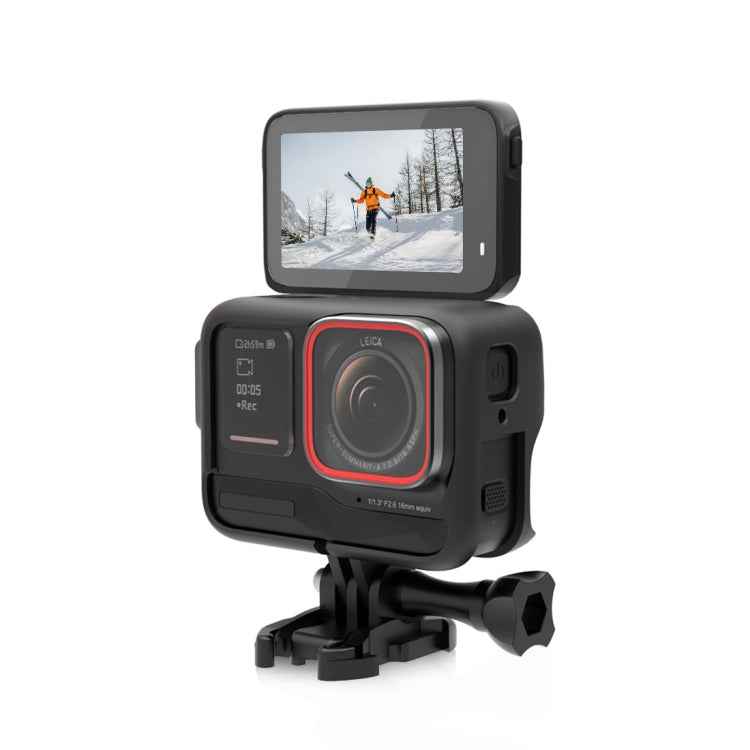 For Insta360 Ace Pro PULUZ Plastic Cage Expansion Adapter Frame with Cold Shoe Base (Black)