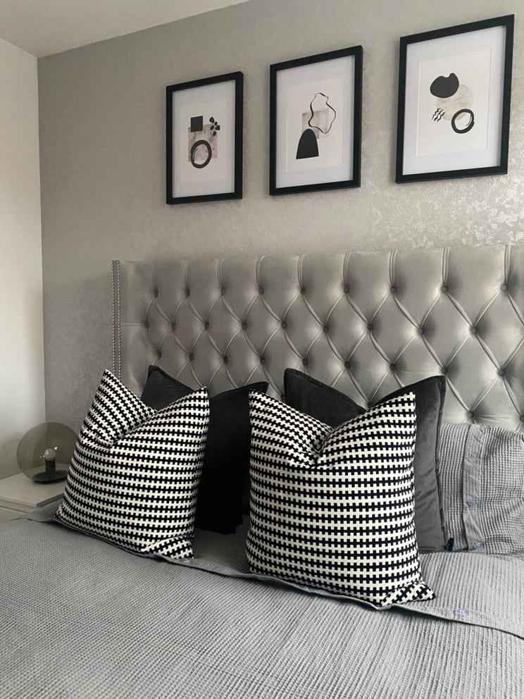 Silver Grey Black Abstract 4 Colour Shapes Home Wall Decor Print