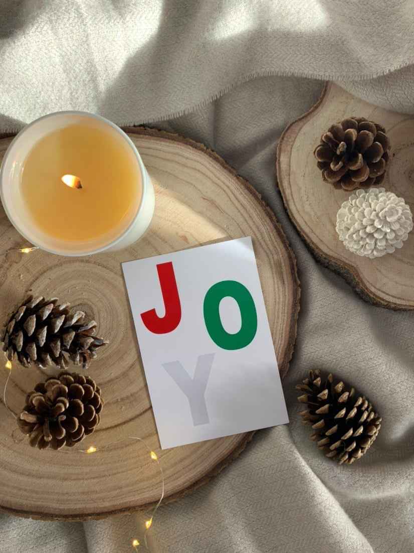 Joy Red Green Silver Winter Christmas Seasonal Wall Home Decor Print