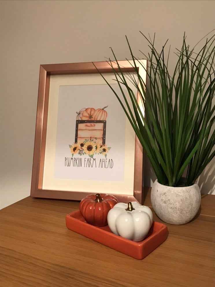 Pumpkin Farm Ahead Autumn Seasonal Wall Home Decor Print