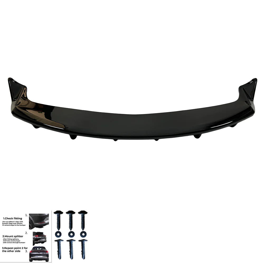 OW Rear Bumper Lower Diffusor Splitter Valance TESLA Model Y 2020-2025 Gloss Black ABS Plastic Screws On