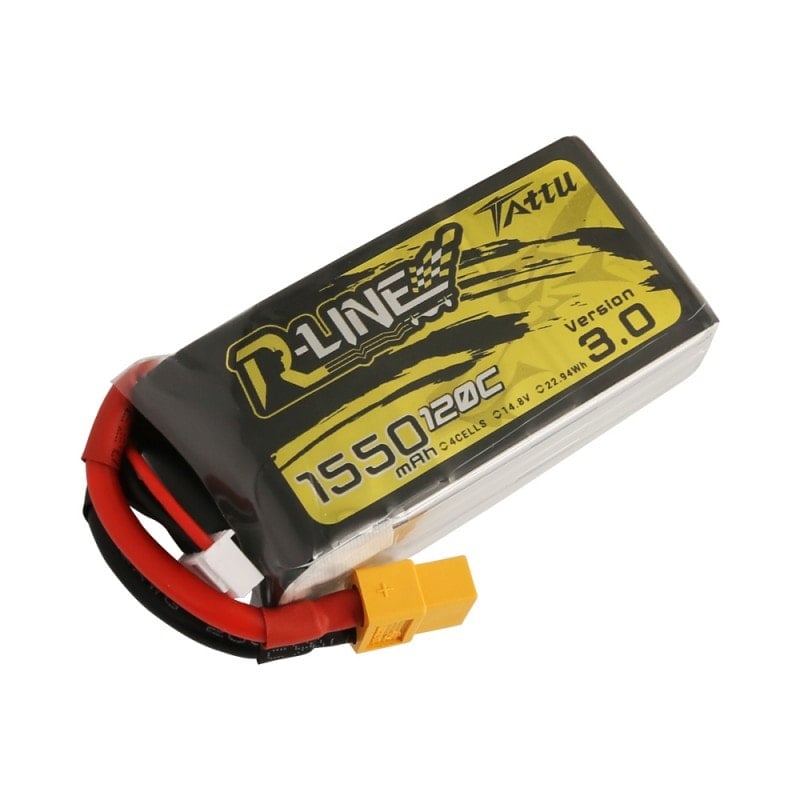 Tattu R-Line 3.0 1550mAh 14.8V 120C 4S1P Lipo Battery Pack with XT60 Plug