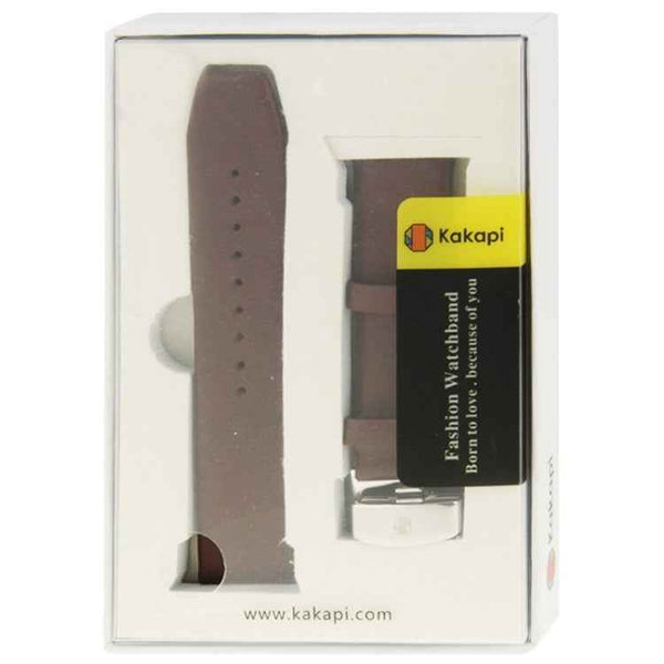 Kakapi for Apple Watch 42mm Subtle Texture Brushed Buckle Genuine Leather Watch Band with Connector