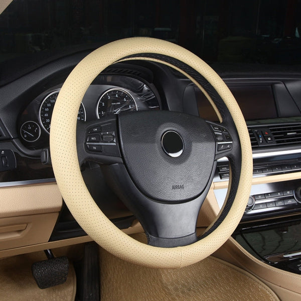 PU Leather Steering Wheel Cover With Needle and Thread, Size: 54x10.5cm