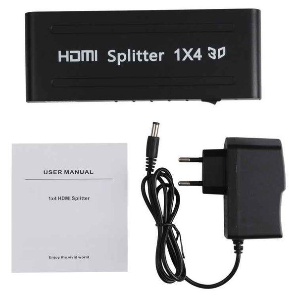 1080P 1x4 HDMI Splitter, 1.4 Version, EU Plug, 1x4 HDMI V1.3