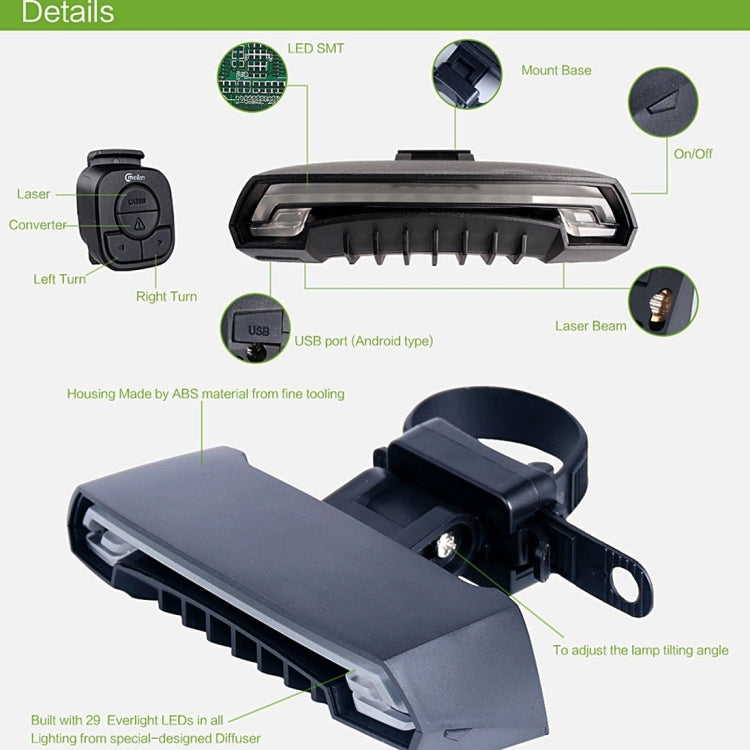 Meilan X5 Wireless Remote Control Laser Tail Lamp for Bicycle, Waterproof Level: IPX4, Wireless Remote Control Laser Tail Lamp