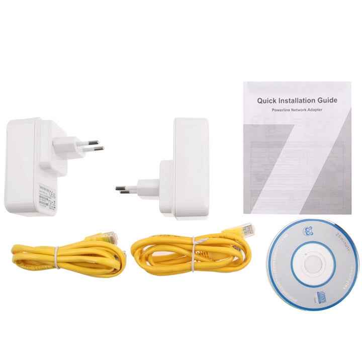 2 PCS 500Mbps Powerline Network Mini Homeplug AV Ethernet Bridge, 7HP150, EU Plug(White)