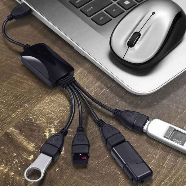 Universal 4 Ports USB 2.0 480Mbps High Speed Cable Hub for PC(Black)