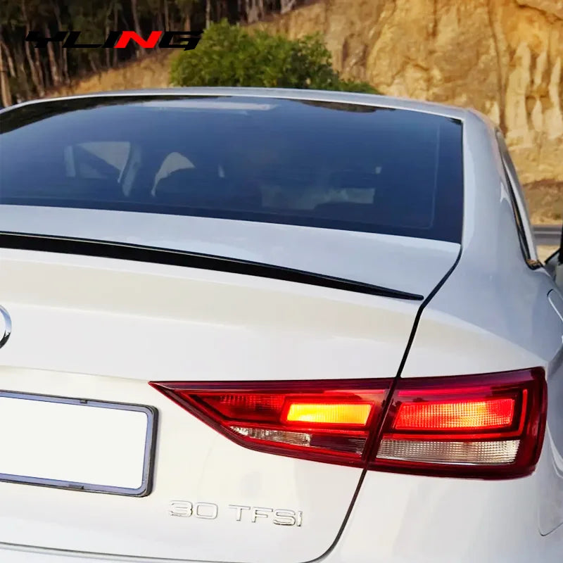 For Audi Accessories A3 8V A4 A6 2013-2020 Sedan Car Rear Trunk Spoiler Boot Wing Glossy Black Soft Rubber 121CM