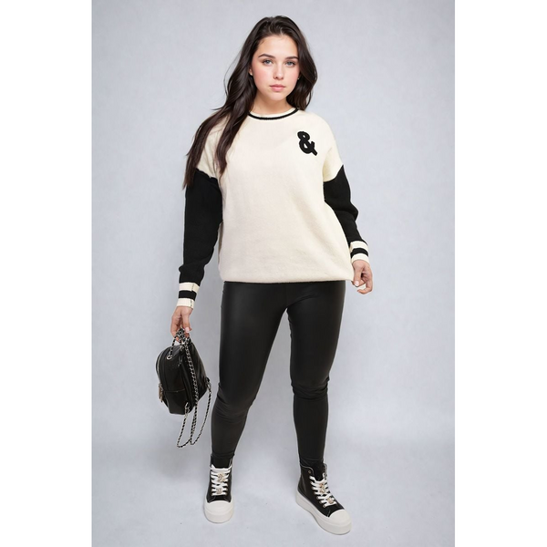 Round Neck Rock & Roll Print Knitted Jumper