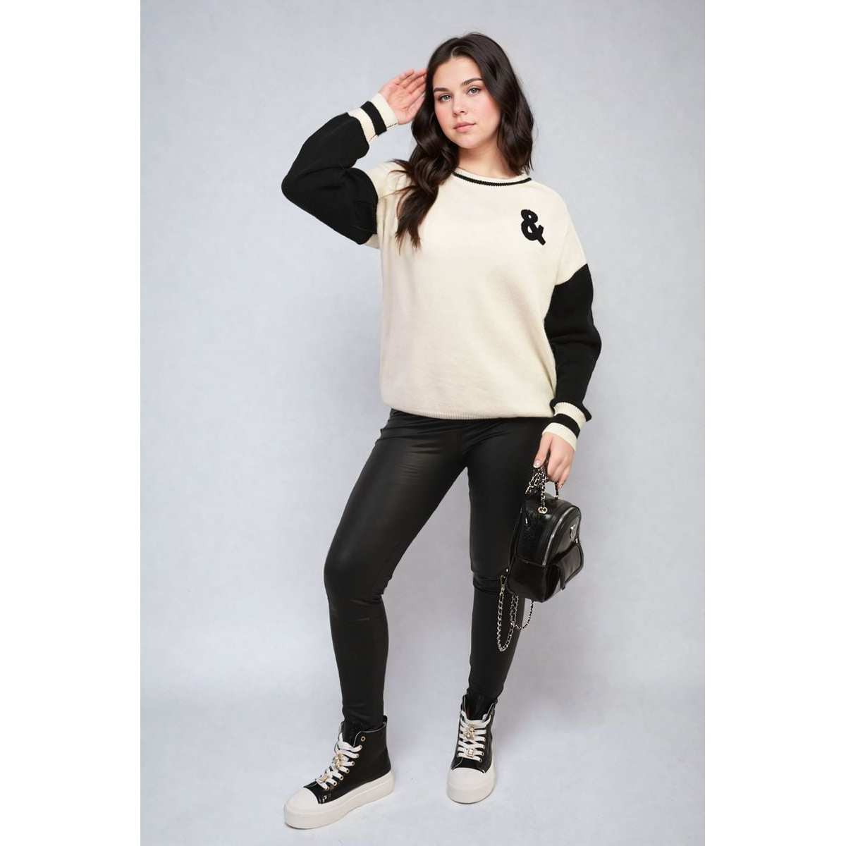 Round Neck Rock & Roll Print Knitted Jumper