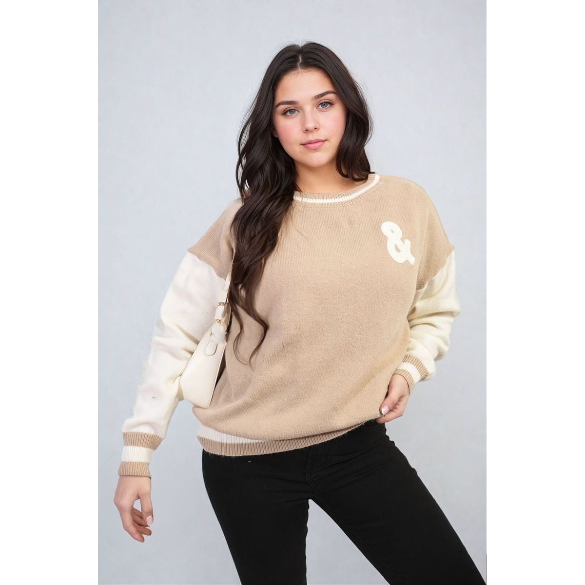 Round Neck Rock & Roll Print Knitted Jumper