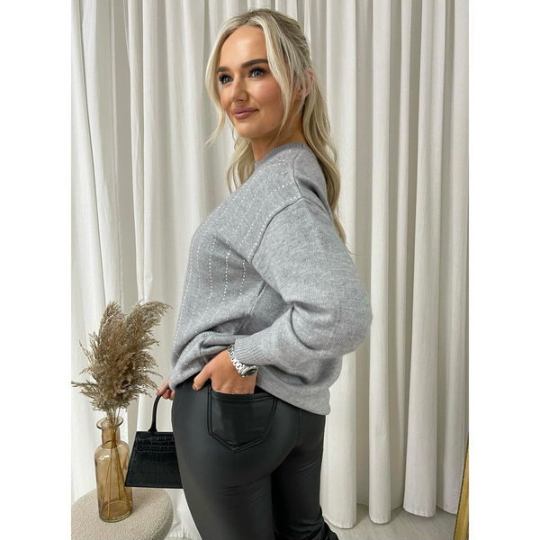 Diamante Stripe Knitted Jumper