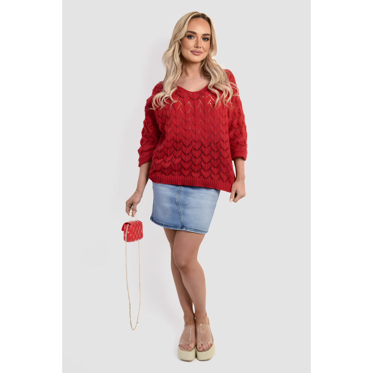 Half Sleeve Chunky Cable Knit Jumper