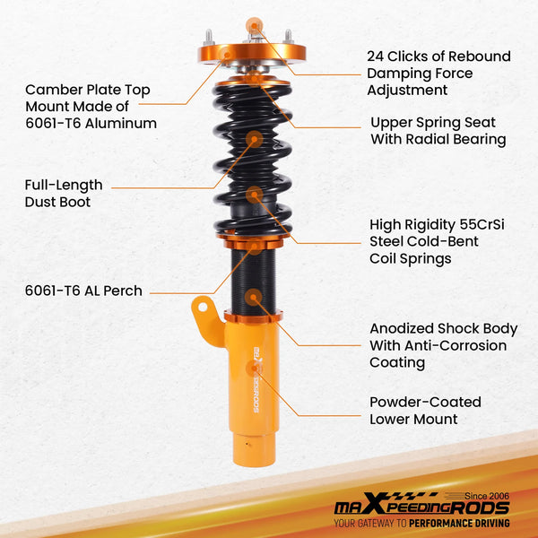 Coilovers Suspension 24 Way Damper Shocks For BMW E46 320i 325i 330i 1998-2005 Lowering Suspension Shock Absorber Kit