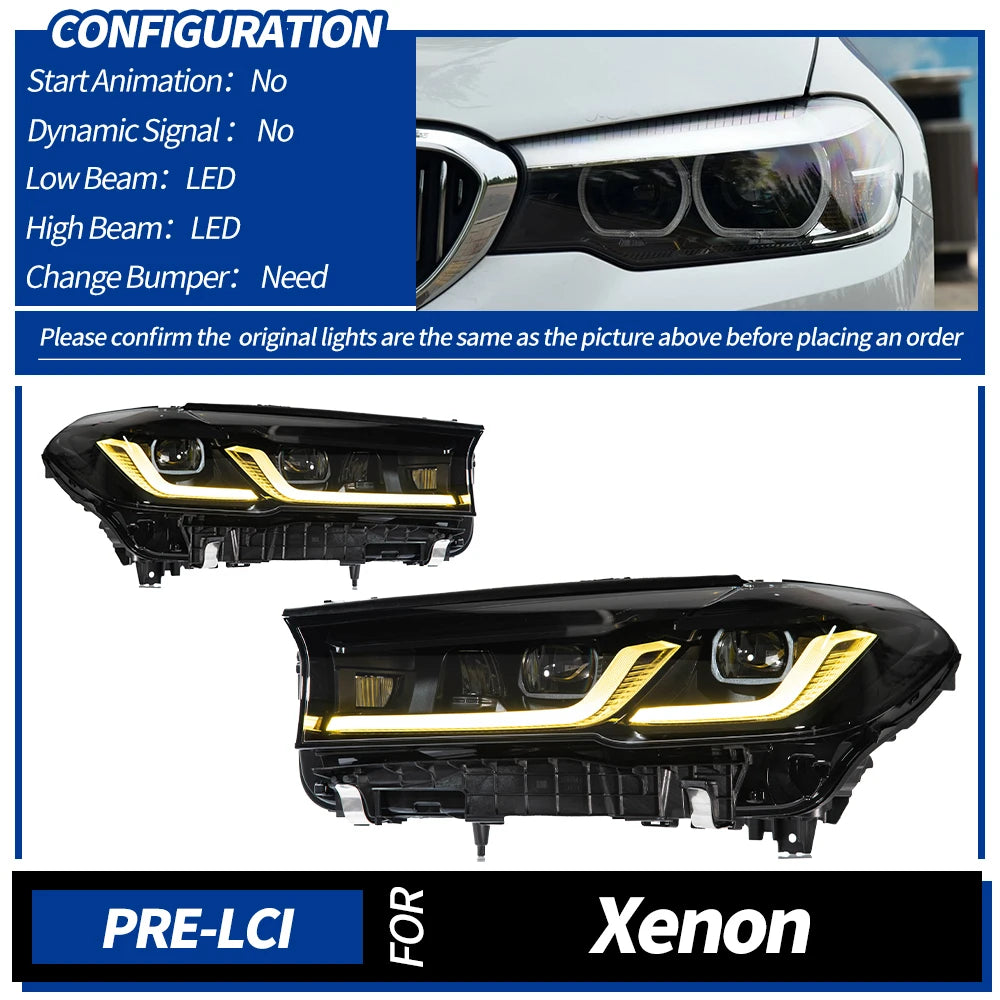 AKD Car Lights for BMW G30 LED Headlight Projector Lens 2017-2020 5 Series 530i 525i Head Lamp Front DRL Signal Auto Accessories