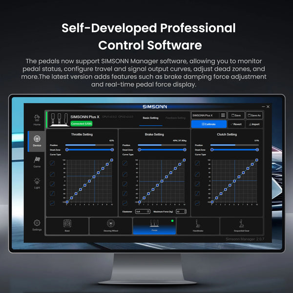 SIMSONN Black Plus X Simracing Pedals Sim Racing Simulator Pedal Pressure Load Cell HE Hydraulic Pedal for PC Cockpit Pedal