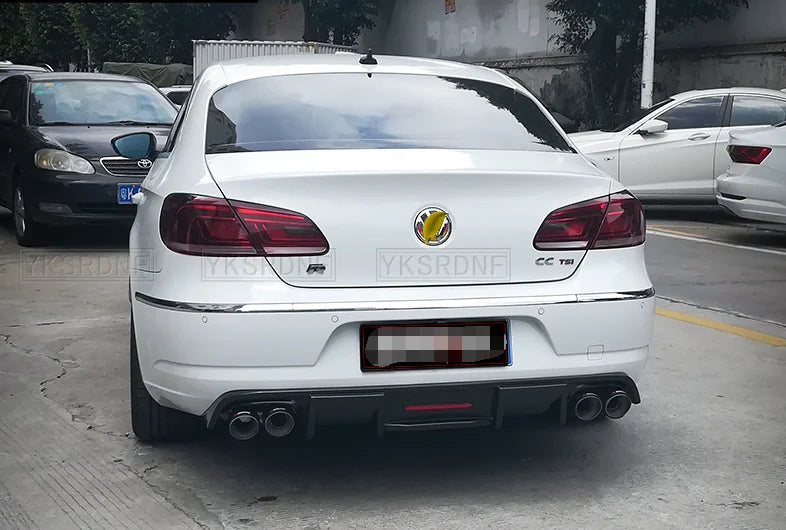 Carbon Fiber ABS Rear Lip With LED Light for Volkswagen Passat CC VW CC Spoiler 2009-2017 Fins Shark Style Diffuser Bumper Guar