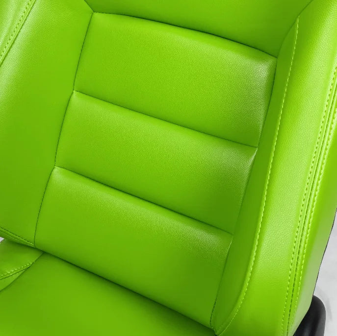 2PCS Universal Custom LOGO Green PU Leather Sport Bucket Racing Car Seats