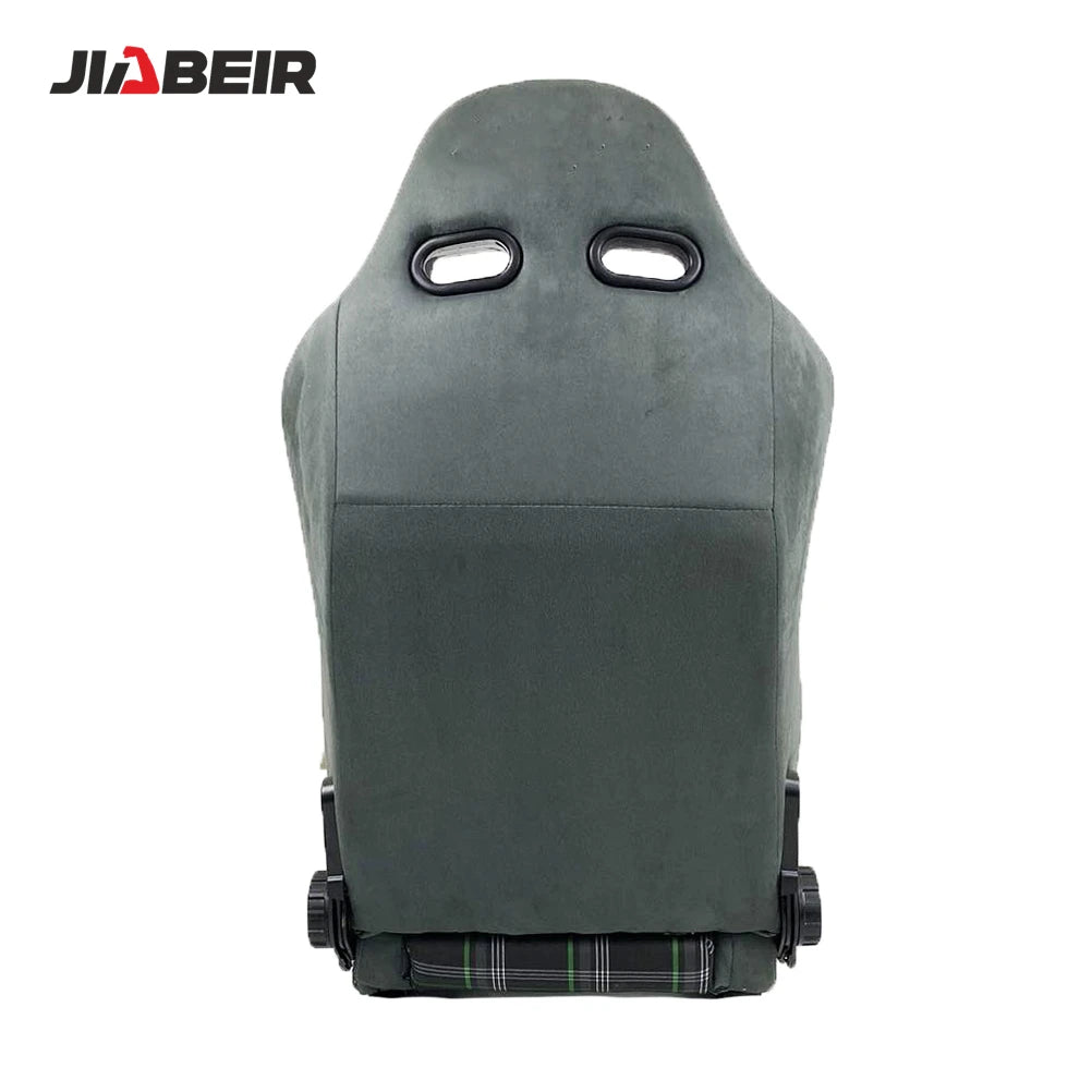 2pcs Grey Suede With Sliders Recline Knob Sport Bucket Racing Seats