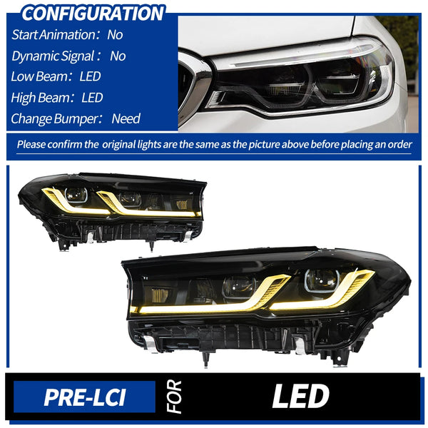 AKD Car Lights for BMW G30 LED Headlight Projector Lens 2017-2020 5 Series 530i 525i Head Lamp Front DRL Signal Auto Accessories