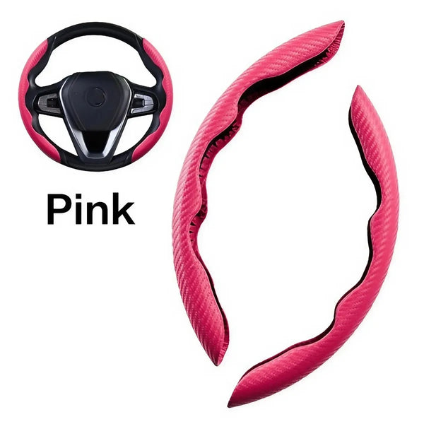 Universal Steering Wheel Cover, Ultra-Thin Carbon Fiber Anti-Slip Pattern, Fits Most Car Wheels