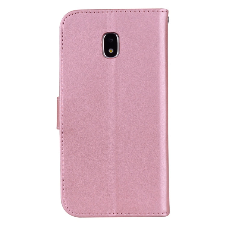 For Galaxy J3 (2017) / J330 (EU Version) Roses Pressed Flower Pattern Horizontal Flip Leather Case with Holder & Card Slots & Wallet