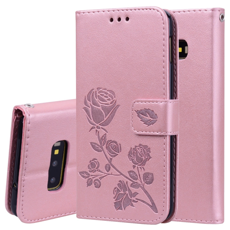 Rose Embossed Horizontal Flip PU Leather Case for Galaxy S10e, with Holder & Card Slots & Wallet