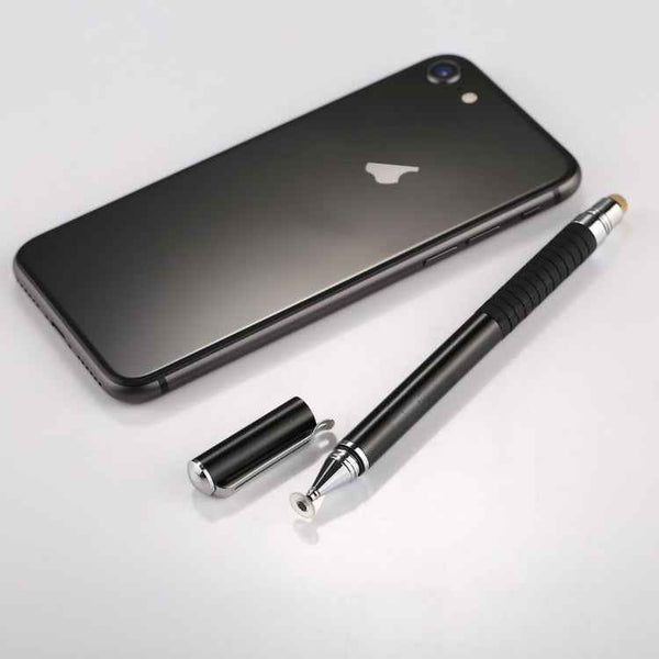 Universal 2-in-1 Multifunction Round Thin Tip Capacitive Stylus Pen for iPhone, iPad, Samsung, and Other Touch Screen Devices (Black)
