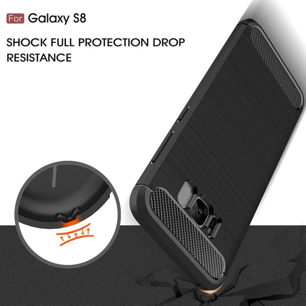 For Galaxy S8 Brushed Carbon Fiber Texture Shockproof TPU Protective Cover Case