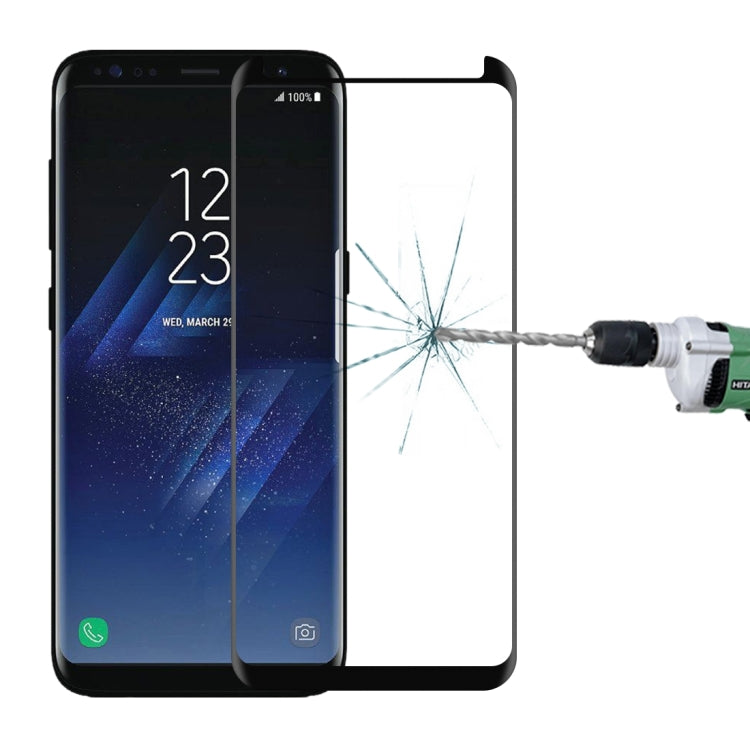 For Galaxy S8+ / G955 0.26mm 9H Surface Hardness 3D Explosion-proof Non-full Screen Curved Case Friendly Tempered Glass Film with Fully Adhesive, For Galaxy S8+ Adhesive Black Frame