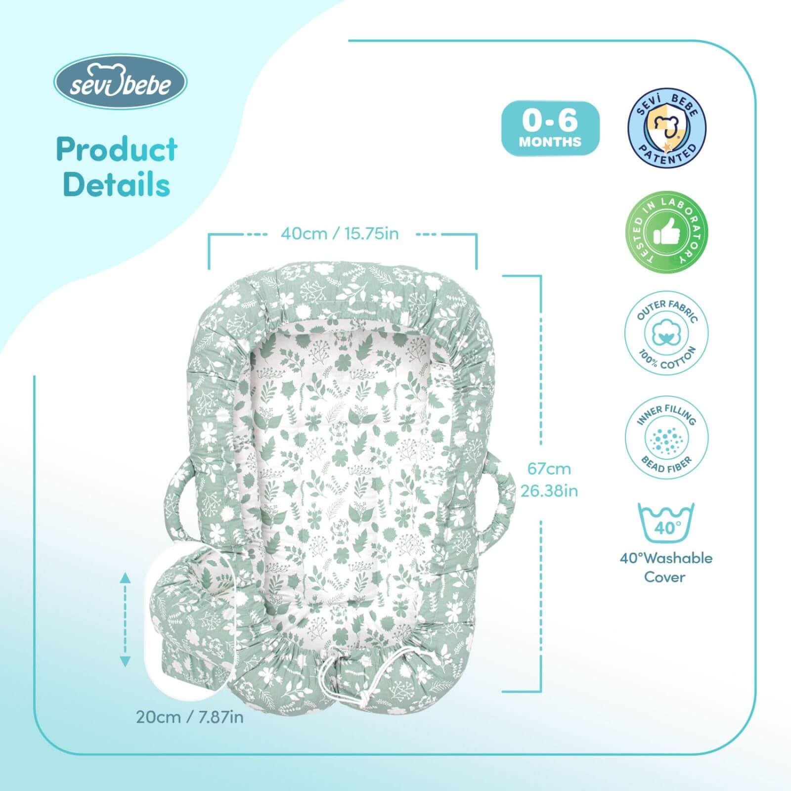 baby plus Mother Side Baby Reflux Bed - Green