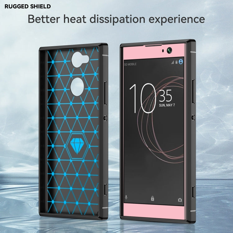 For Sony Xperia XA2 Brushed Texture Carbon Fiber Shockproof TPU Protective Back Case