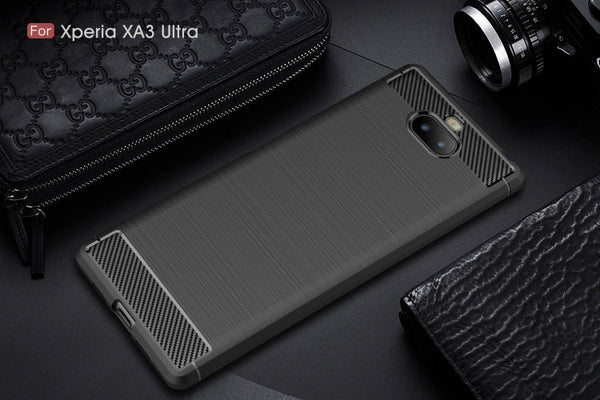 Brushed Texture Carbon Fiber Soft TPU Case for Sony Xperia 10 Plus
