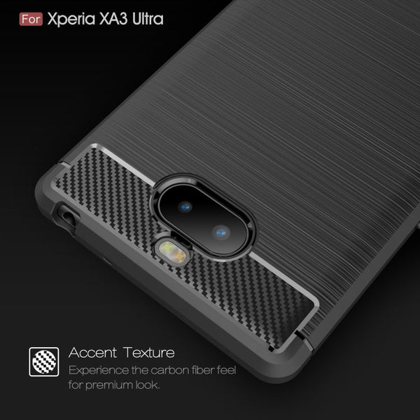 Brushed Texture Carbon Fiber Soft TPU Case for Sony Xperia 10 Plus