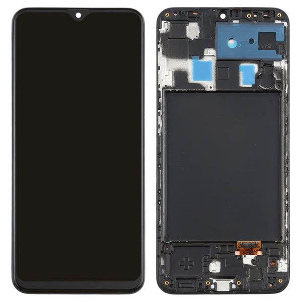Original Super AMOLED Material LCD Screen and Digitizer Full Assembly with Frame for Galaxy A20