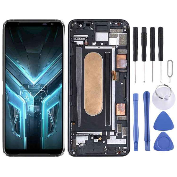 Original OLED LCD Screen for Asus ROG Phone 3 ZS661KS I003DD Digitizer Full Assembly with Frame（Black)