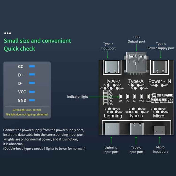 MECHANIC DT3 USB Data Cable Detection Board Short Circuit On-Off Switching Tester, DT3 Tester