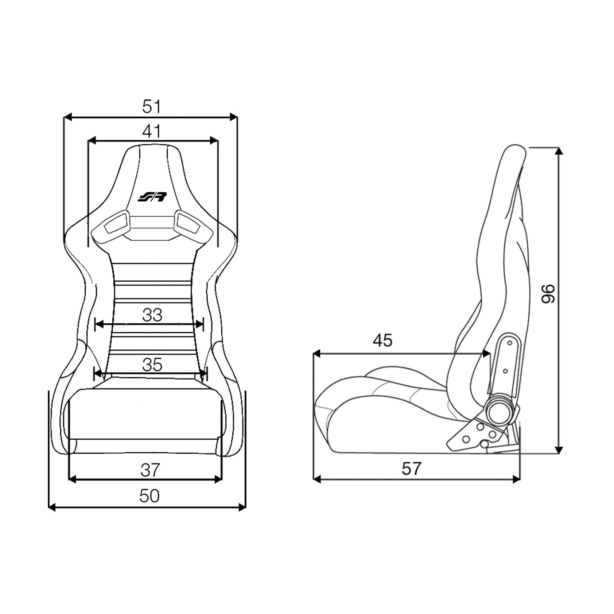 Simoni Racing JODY Reclining Alcantara Heated x1 Universal Sports Bucket Seat + slides