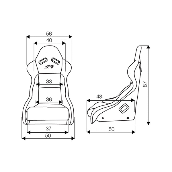 Simoni Racing Universal Ayrton SRSF/20 x1 Individual Bucket Seat Black Red Stitch Alcantara