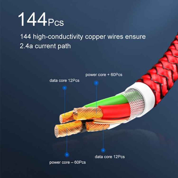 USB to 8 Pin Magnetic Metal Connector Nylon Two-color Braided Magnetic Data Cable, Cable Length: 1m(Gold)