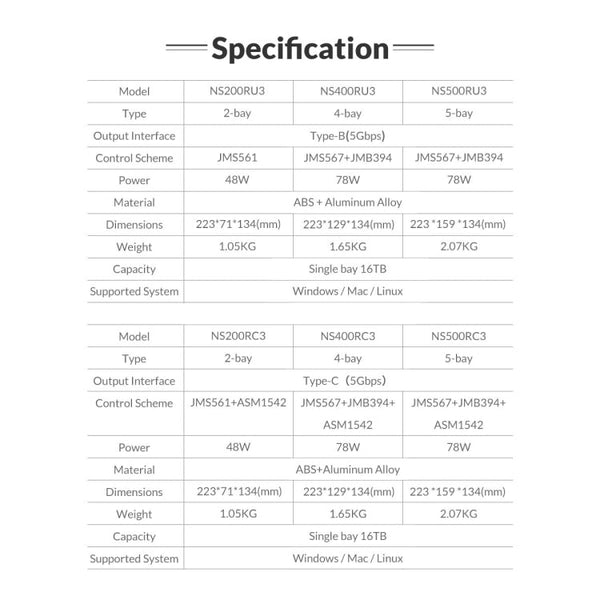ORICO NS200RU3 2 Bay USB3.0 Hard Drive Enclosure with Raid, NS200RU3