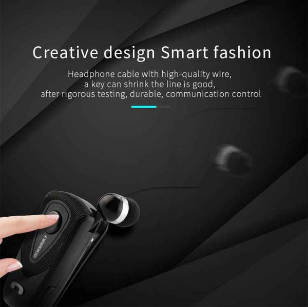 F930 CSR4.1 Retractable Cable Caller Vibration Reminder Anti-theft Bluetooth Headset, Black, Silver