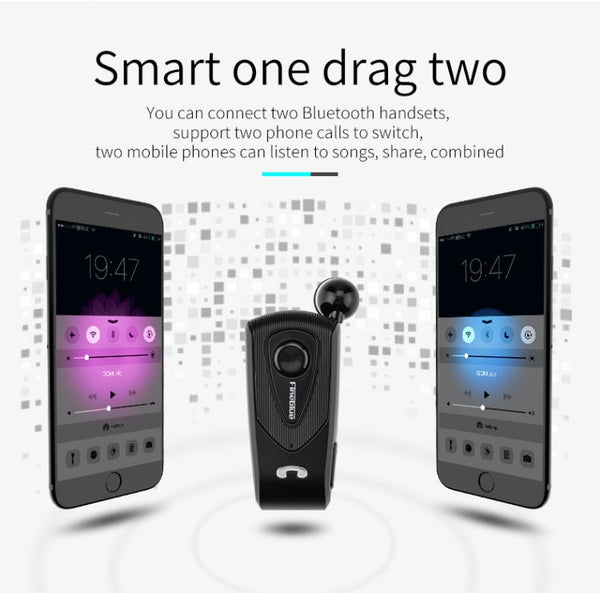 F930 CSR4.1 Retractable Cable Caller Vibration Reminder Anti-theft Bluetooth Headset, Black, Silver
