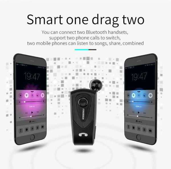 F930 CSR4.1 Retractable Cable Caller Vibration Reminder Anti-theft Bluetooth Headset, Black, Silver