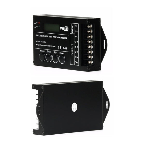 TC421 20A WiFi Programmable 5CH RGB LED Time Controller for Aquarium, Fish Tank, Plant Growth, DC 12-24V