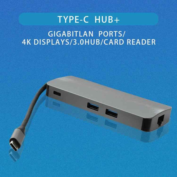 WS-11 8 in 1 Type-C to HDMI + VGA + SD + TF + RJ45 + PD + 2 x USB3.0 HUB Adapter Converter