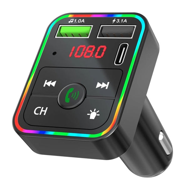 F2 Car FM Transmitter MP3 USB Charger Player with LED Backlight FM Transmitter with Bluetooth Transmitter Car Player Kit, F2