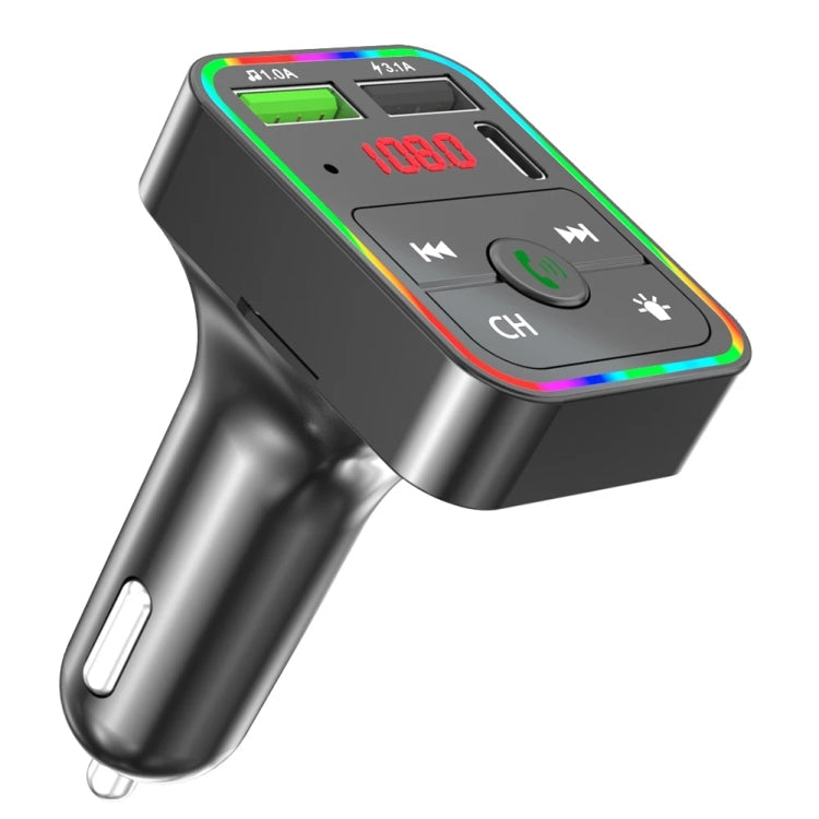 F2 Car FM Transmitter MP3 USB Charger Player with LED Backlight FM Transmitter with Bluetooth Transmitter Car Player Kit, F2